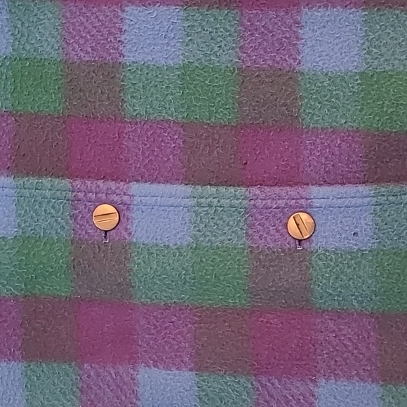 EUC VTG Aqua Sheen 100% Dacron Dupont Polyester Blue Purple and Green Plaid - Picture 4 of 11